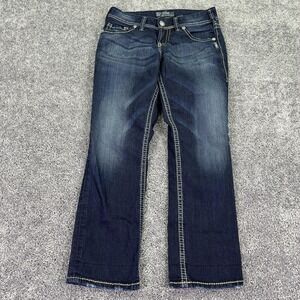 Silver Jeans Womens 28 Blue Suki Capri Stretch Denim Dark Wash Casual City Logo